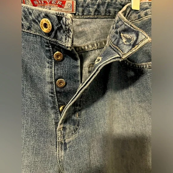 Vintage Y2K Silver Button Fly Jeans - Picture 6 of 12